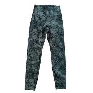 Cozy Women’s Print Leggings - Slate Green & Black